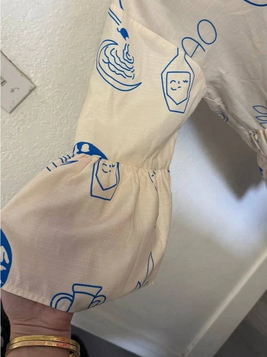 Commense "Ciao" Graphic Print Mini Dress - XS - Bell Sleeve & Tiered Hem - Picture 9 of 14